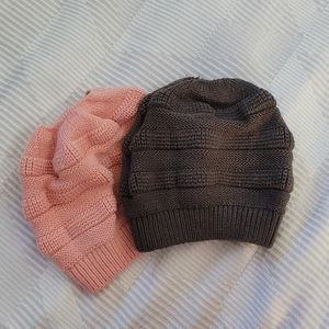 Two ponytail hole winter hats